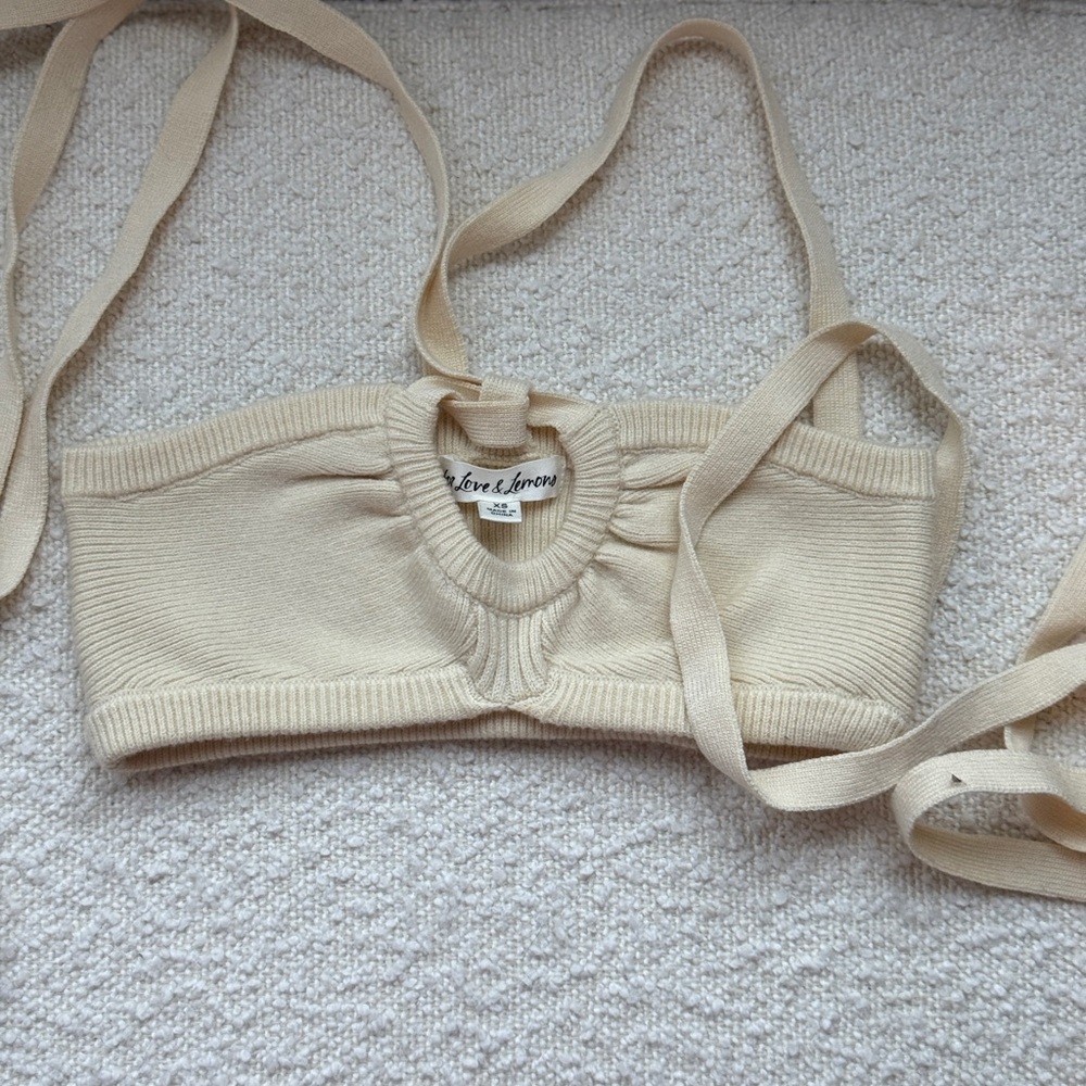 For Love And Lemons Ivory Ribbed Sweater